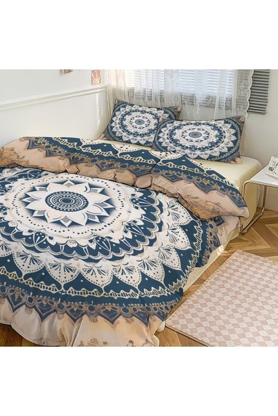 LEADER GLOBAL Simple Bohemian 3Pcs Duvet Cover Set, Stylish All Season Bedding