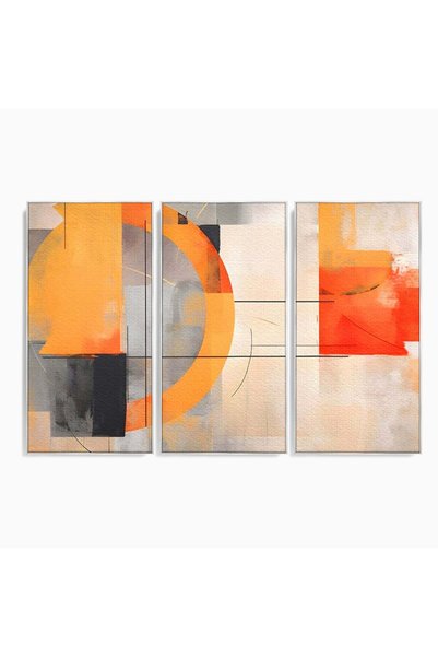 Luxcanva Set 3 Tablouri Canvas Cerc Galben Pictura Abstracta 180x120 cm (3 x ...