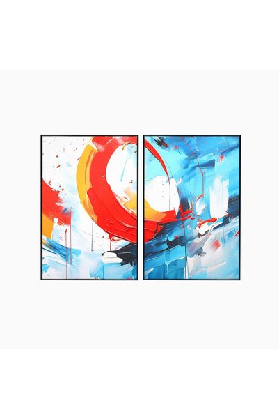 Luxcanva Set 2 Tablouri Canvas Tablou Abstract 140x100 cm (2 x 70x100) cu Ram...