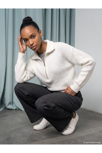 Dilvin 10892 Wool Blend Turtleneck Sweater