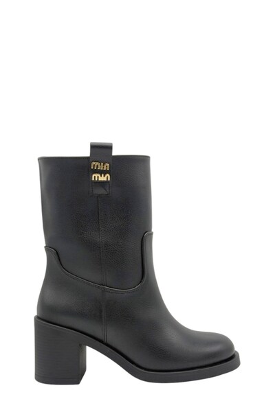 Moulin Shoes حذاء بوت نسائي بكعب سميك وعالي، مصنوع من الجلد الأسود (051 26010...