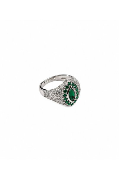 Sacha Accessories Marquise-Cut Stone Silver Adjustable Ring