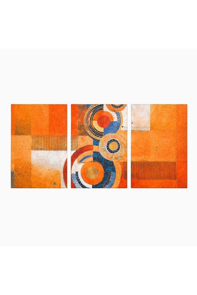 Luxcanva Set 3 Tablouri Canvas Geometrie Circulara 300x150 cm (3 x 100x150) p...