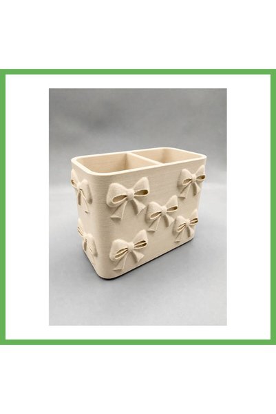 TheGencoo 3D-Printed Bow Detail-Patterned Compartmentalized Pencil Holder - D...