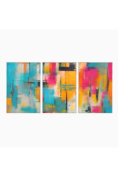 Luxcanva Set 3 Tablouri pe pânză, peisaj abstract colorat, 240x120 cm (3 x 80...
