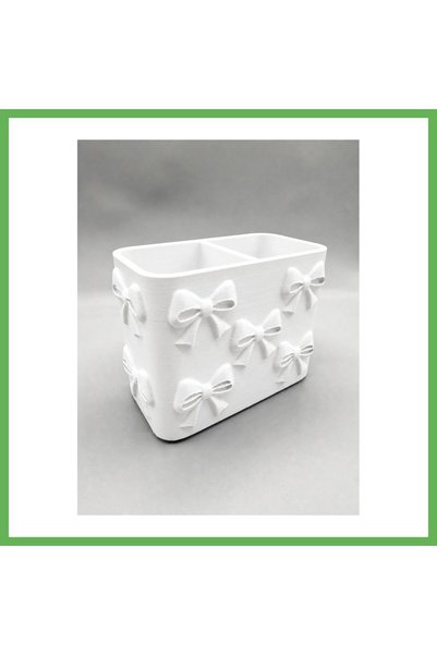 TheGencoo 3D-Printed Bow Detail Compartmentalized Pencil Holder - Desktop Org...