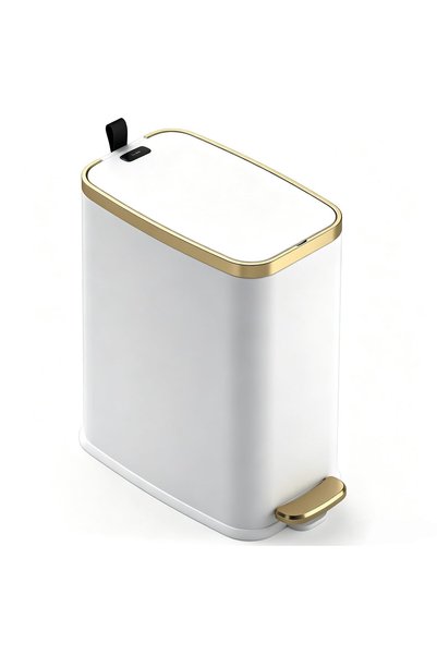 NIUBIER Small Bathroom Trash Can with Lid Soft Close-7L/1.8 Gal Slim Garbage ...