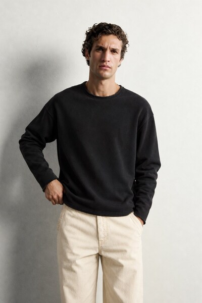 king brich Ανδρικό φούτερ basic με στρογγυλό γιακά και oversized γραμμή