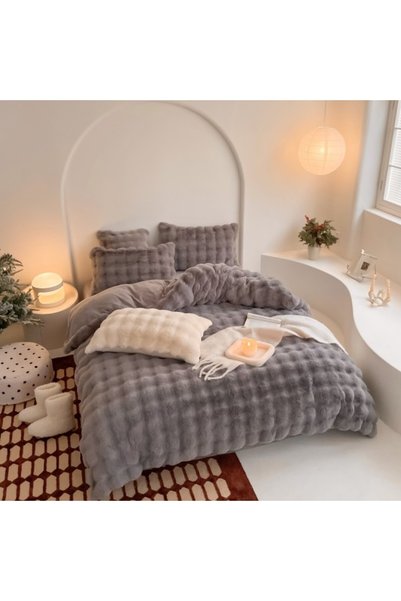 Casa Creative Elegance Rabbit Faux Fur Bedding Set, 4 Pieces LDP11621