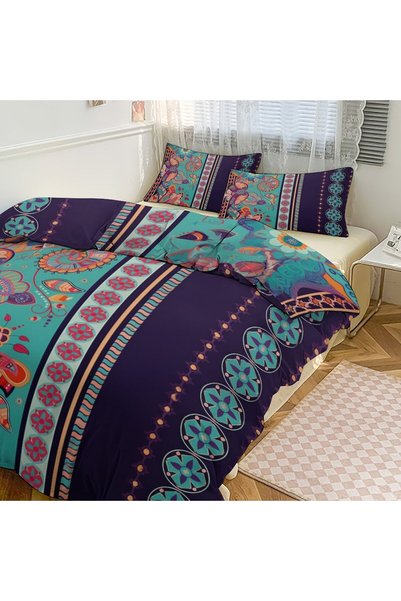 LEADER GLOBAL Nice Stylish Bohemian Duvet Cover Set 3 Pieces, Home Bedding