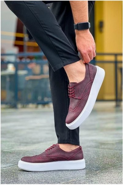 Nur store Çanta Men's Lace-Up Casual Sneakers · Color: Burgundy · Size: 40 BE...