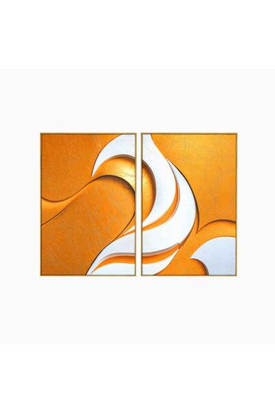 Luxcanva Set 2 Tablouri Canvas Necunoscuta Aurie 160x120 cm (2 x 80x120) cu R...