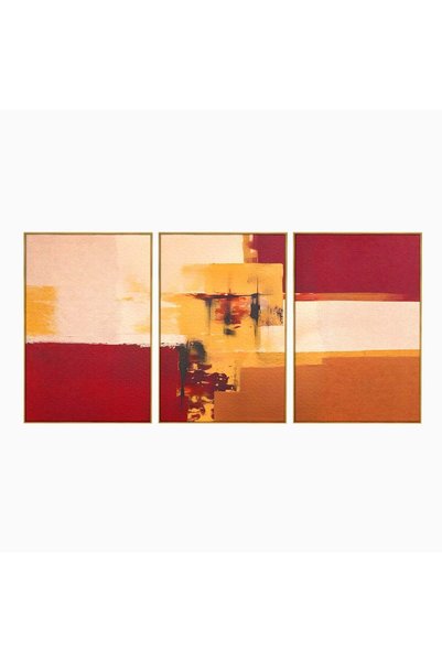 Luxcanva Set 3 Tablouri Canvas Abstract Aurii 210x100 cm (3 x 70x100) cu Ramă...