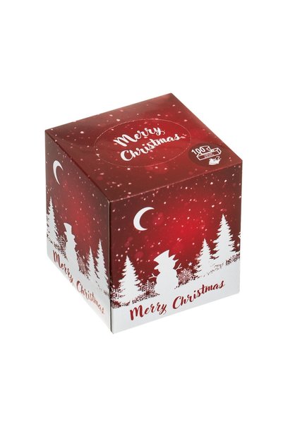 OEM Șervețele în cutie cub cu om de zăpadă, brad și mesaj Merry Christmas, 10...