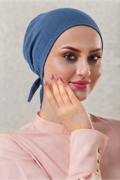 FLORA TEKSTİL Hijab Seamless Combed Cotton Bonnet Non-Slip Cotton Bonnet Deni...