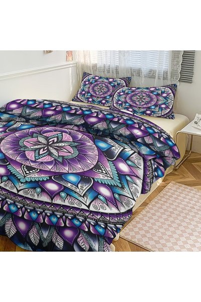 LEADER GLOBAL Modern Bohemian Decorative Bedding Set 3Pcs, Bedroom Bedding Kit