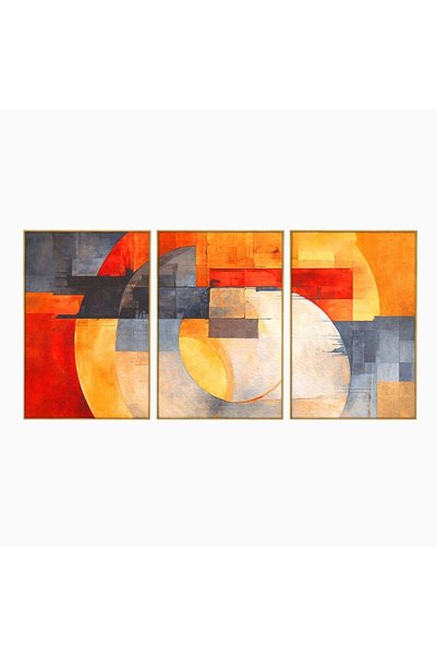 Luxcanva Set 3 Tablouri Canvas Geometrii solare 240x120 cm (3 x 80x120) cu Ra...