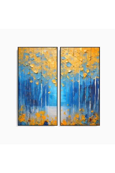 Luxcanva Set 2 Tablouri Canvas Abstract Autum Leafs 100x100 cm (2 x 50x100) c...