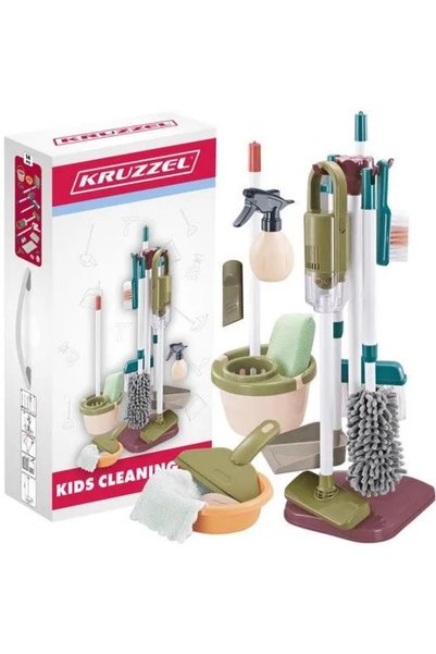 KRUZZEL children's cleaning set, battery-powered vacuum cleaner, mop and stor...