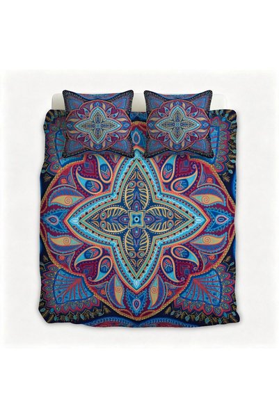 LEADER GLOBAL Flannel Bedding 3Pcs Set, Elegant Bohemian Style Home Decoration