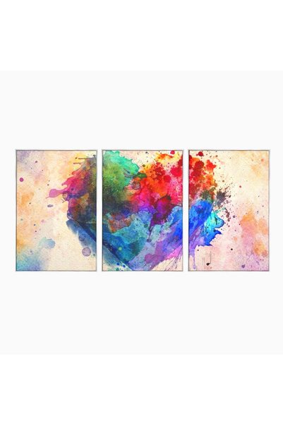 Luxcanva Set 3 Tablouri Canvas Suflet Pictat 300x150 cm (3 x 100x150) cu Rama...