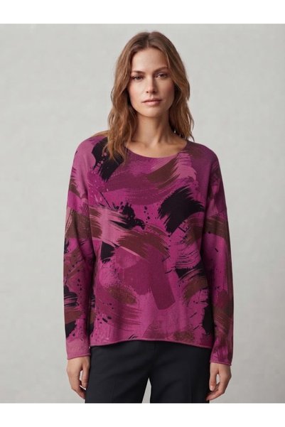AYASOFYA OTANTIK Women's Italian Round-Necked Long-Sleeved Knit Blouse with B...
