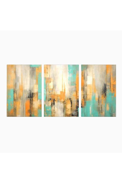 Luxcanva Set 3 Tablouri Canvas Abstract Colors Lanscape 210x100 cm (3 x 70x10...