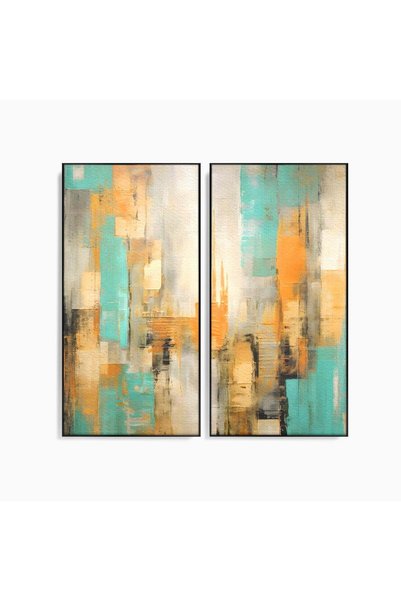Luxcanva Set 2 Tablouri Canvas Abstract Colors Lanscape 140x140 cm (2 x 70x14...