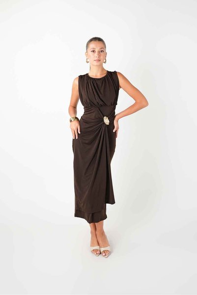 BEYBOS Rochie din material Sandy cu detalii smocking - MARO