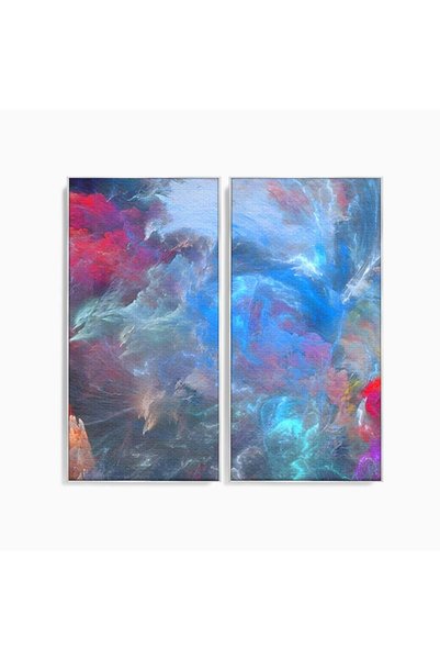 Luxcanva Set 2 Tablouri Canvas Colorful Cosmos 120x120 cm (2 x 60x120) cu Ram...