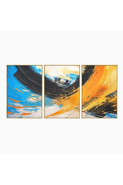 Luxcanva Set 3 Tablouri Canvas Vortex Abstract 150x70 cm (3 x 50x70) cu Rama ...