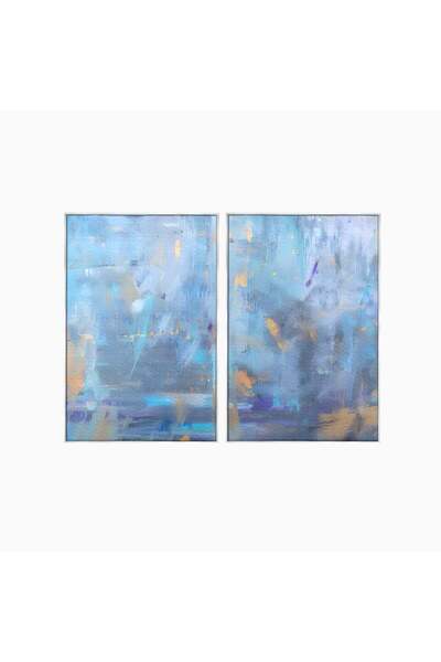 Luxcanva Set 2 Tablouri Canvas Albastru Abstract 200x150 cm (2 x 100x150) cu ...