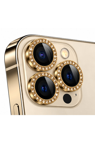 Sunix iPhone 14 Pro Gold-Studded Camera Lens Protector
