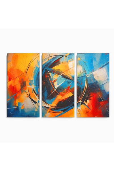 Luxcanva Set 3 Tablouri Canvas Pamantul Pictat Abstract 180x120 cm (3 x 60x12...
