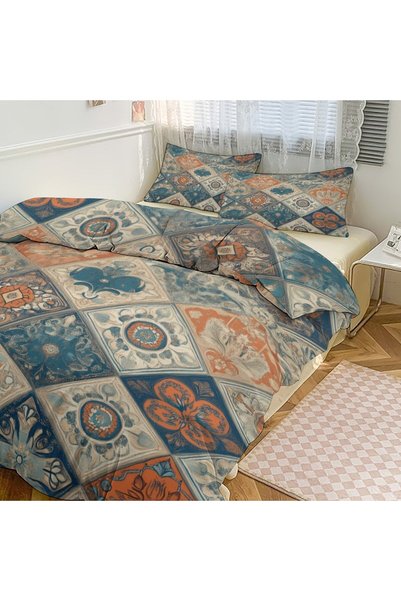 LEADER GLOBAL Simple Stylish Boho Bedding Set 3 Pieces, Decorative Duvet Cover