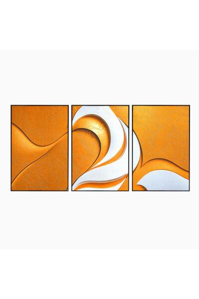 Luxcanva Set 3 Tablouri Canvas Necunoscuta Aurie 300x150 cm (3 x 100x150) cu ...