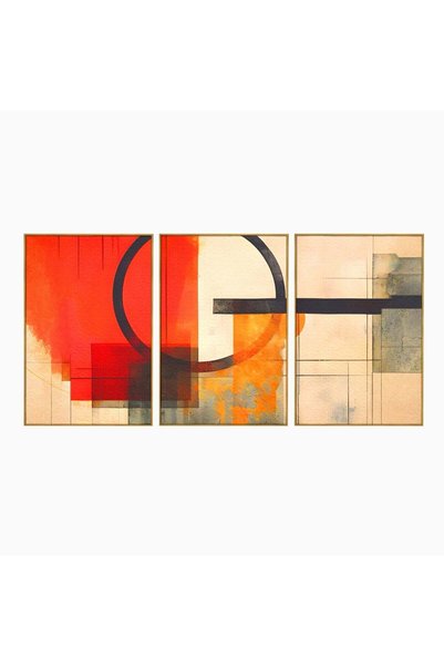 Luxcanva Set 3 Tablouri Canvas Abstractie In Desen 120x60 cm (3 x 40x60) cu R...