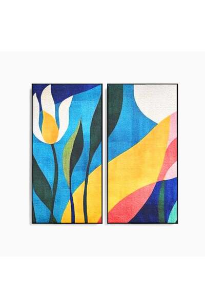 Luxcanva Set 2 Tablouri Canvas Taine Florale 100x100 cm (2 x 50x100) cu Rama ...