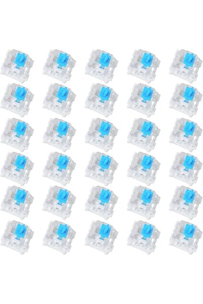 KOWVOWZ 30Pcs Blue 3-Pin Pre-Lubricated Clicky Switches, Dustproof & Waterpro...