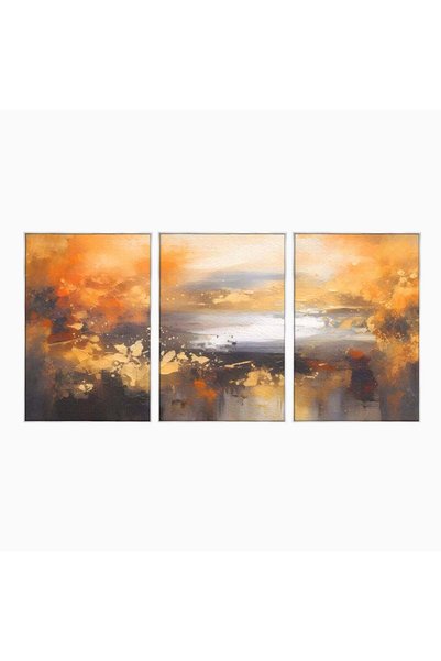 Luxcanva Set 3 Tablouri Canvas Infinit 120x60 cm (3 x 40x60) cu Ramă Argintie...