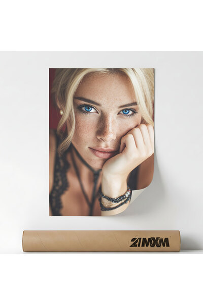 21mxm Poster Decorativ Tematică Portrait & Blonde Beauty - 'Golden Hour', Mat...