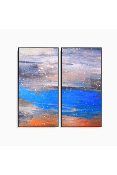 Luxcanva Set 2 Tablouri Canvas Pictura Abstracta 100x100 cm (2 x 50x100) cu R...