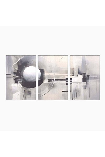 Luxcanva Set 3 Tablouri Canvas Non-Culori 240x120 cm (3 x 80x120) cu Rama Arg...