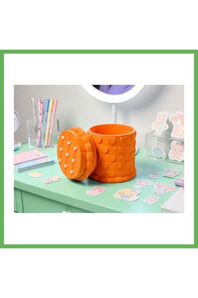 TheGencoo 3D-Printed Embossed Patterned Pencil Holder with Lid - Desktop Orga...