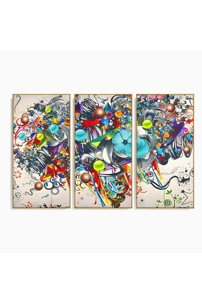 Luxcanva Set 3 Tablouri Canvas Jocul Culorilor 150x100 cm (3 x 50x100) cu Ram...