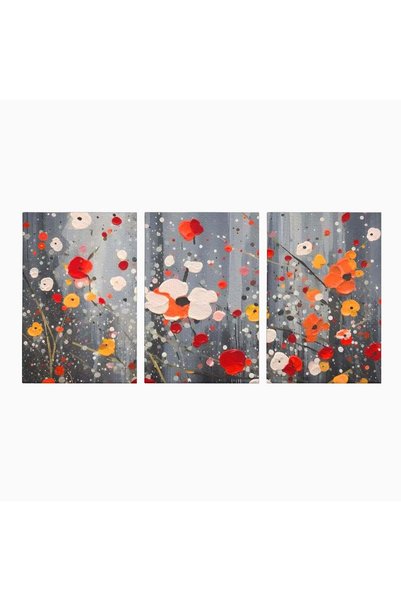 Luxcanva Set 3 Tablouri Canvas Minimal Flowers 120x60 cm (3 x 40x60) pe Sasiu...
