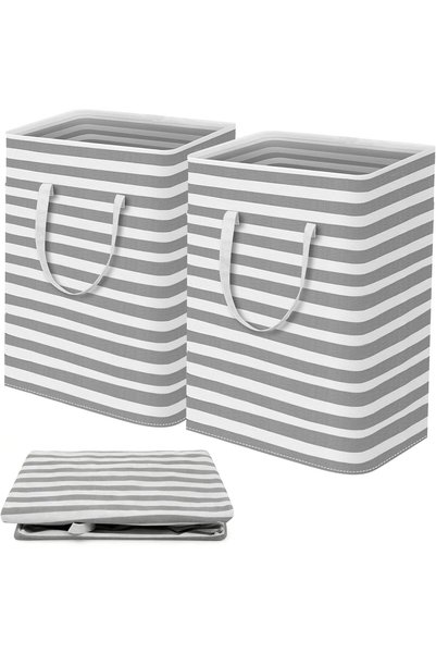 GENERAL Large Laundry Basket, 2 Pack Collapsible Laundry Bag with Extended Ha...