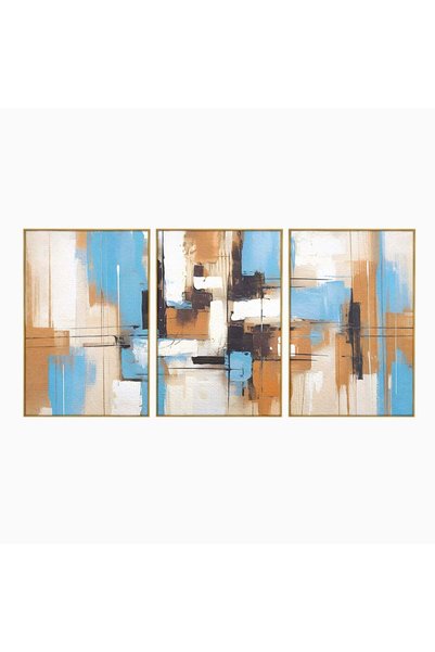 Luxcanva Set 3 Tablouri Canvas Pictura Abstracta 150x70 cm (3 x 50x70) cu Ram...