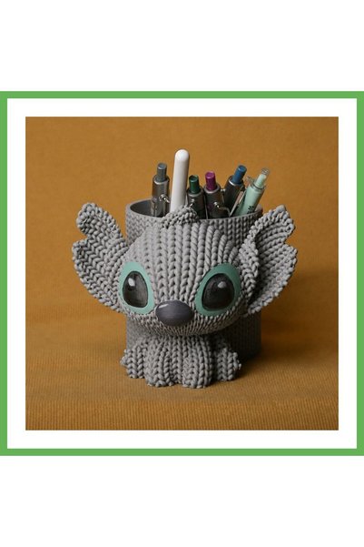 TheGencoo 3D-Printed Knitted Pencil Holder - Cute Character Desktop Pen Organ...