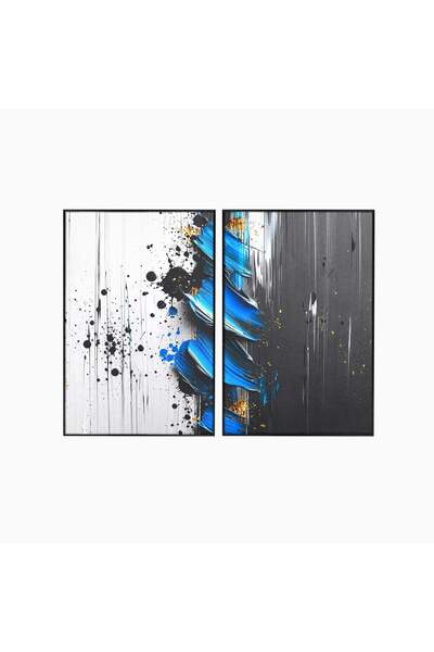 Luxcanva Set 2 Tablouri Canvas Abstractie Albastra 100x70 cm (2 x 50x70) cu R...